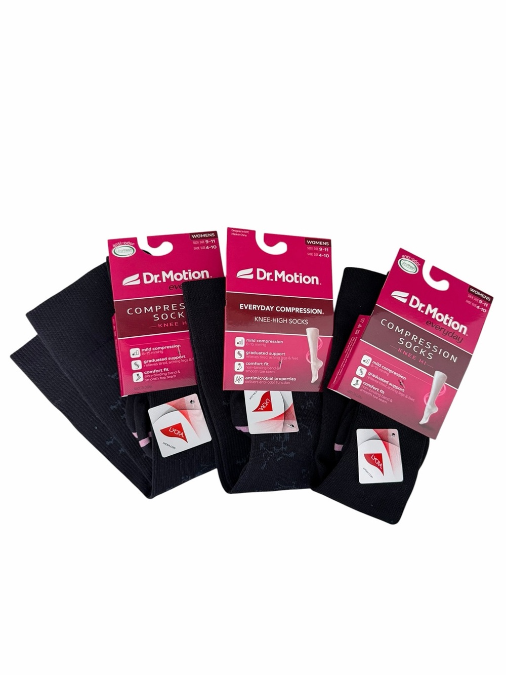 Dr. Motion Everyday Knee High Compression Socks Shoe Size 4-10 Bundle of 3 NWT